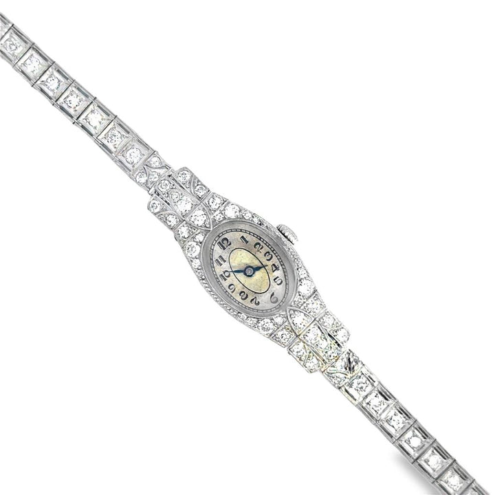 Vintage Platinum Diamond Ladies Watch – 1.50 CTW, Quartz Conversion
