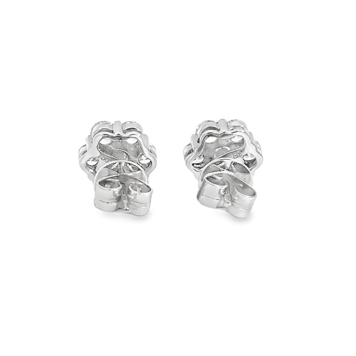 1.80 CTW Diamond Floral Stud Earrings 18K White Gold