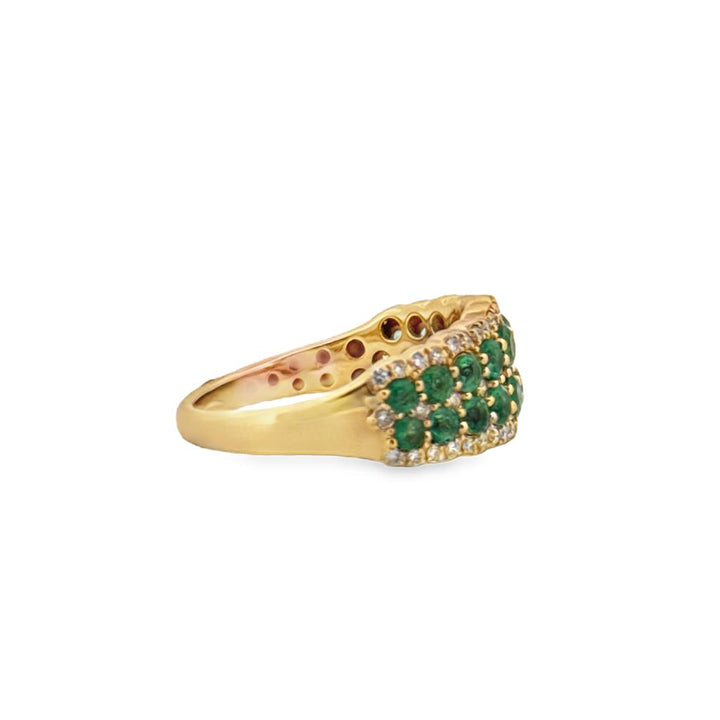 1.06 CTW Emerald & 0.33 CTW Diamond Ring in 14K Yellow Gold