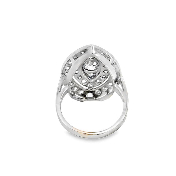 Vintage 1.50 CTW Diamond Platinum Marquise Cluster Ring