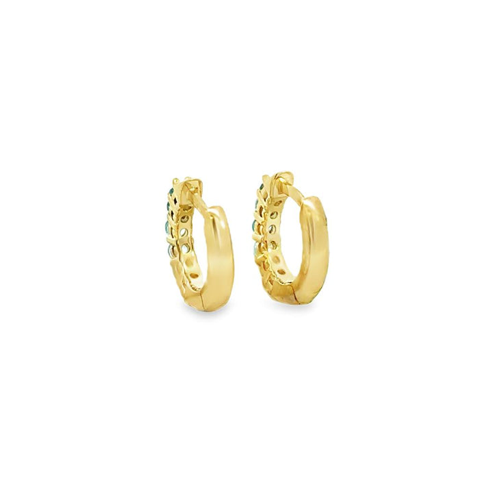 Blue Topaz 10K Yellow Gold 12mm Mini Hoop Earrings