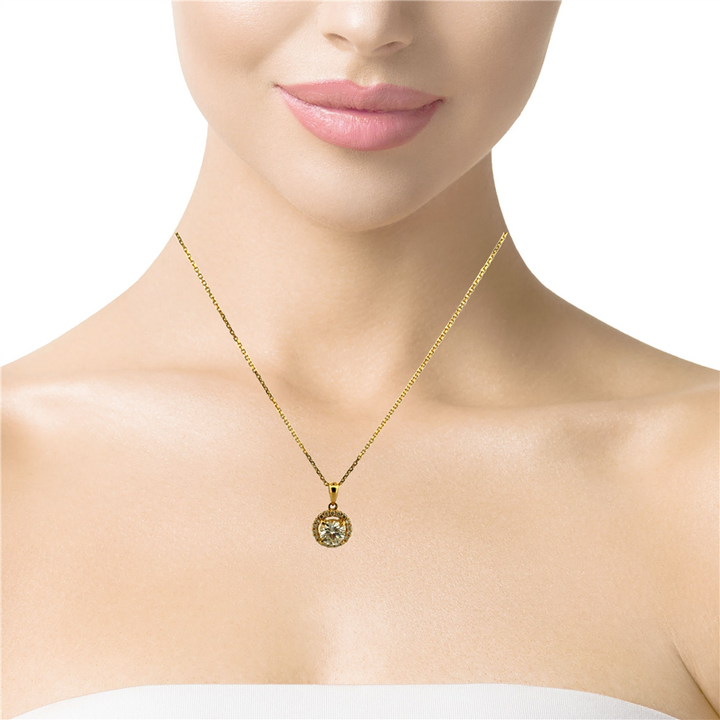 14K Yellow Gold Pendant with 0.81 CT Center Diamond and 0.17 CTW Accent Diamonds