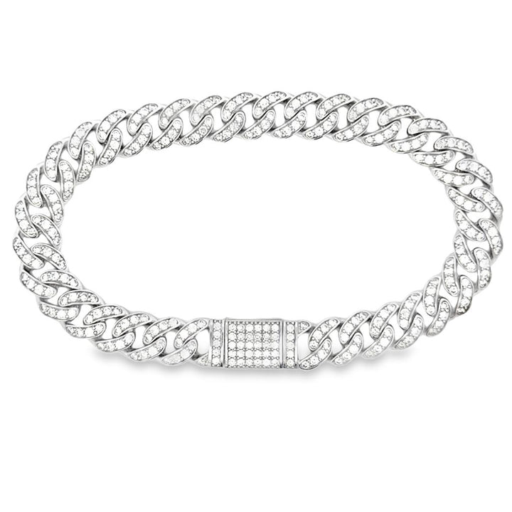 4.64 CTW Diamond Cuban Chain Men's Bracelet in 14K White Gold