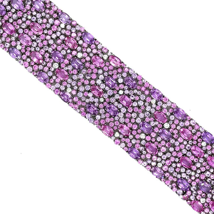 Robert Procop 58.26 CTW Pink and Purple Sapphire with Diamond 18K White Gold Bracelet