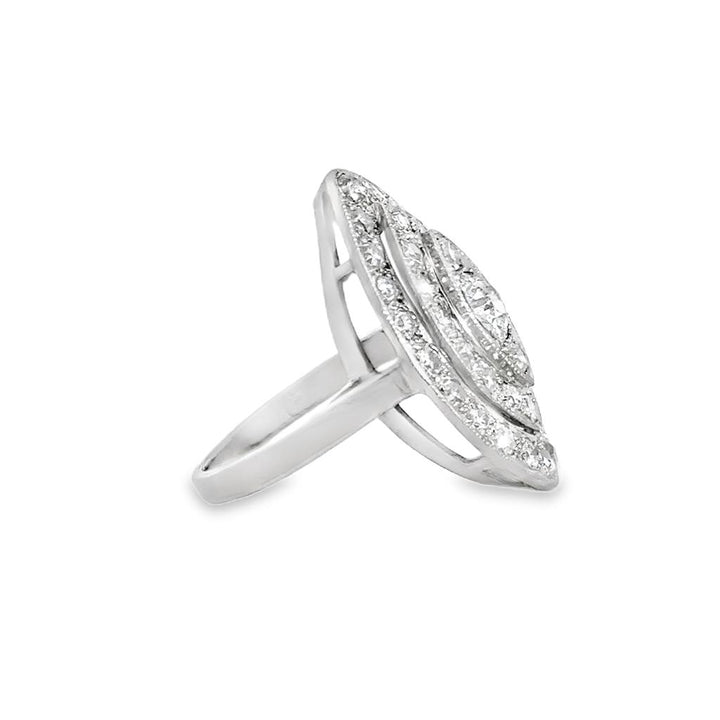 Vintage 1.50 CTW Diamond Platinum Marquise Cluster Ring