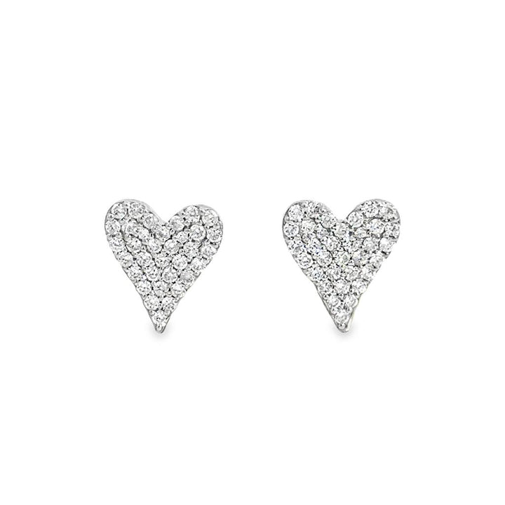 0.61 CTW Diamond Pavé Heart Stud Earrings in 14K White Gold