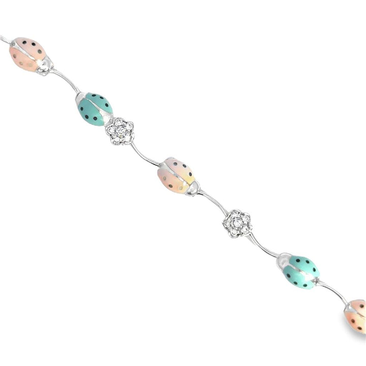 Aaron Basha 0.43 CTW Diamond Ladybug Bracelet with Enamel in 18K White Gold