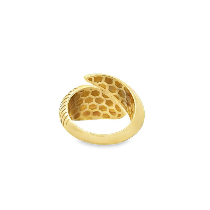 14K Yellow Gold Textured Twisted Modern Lightweight Ring