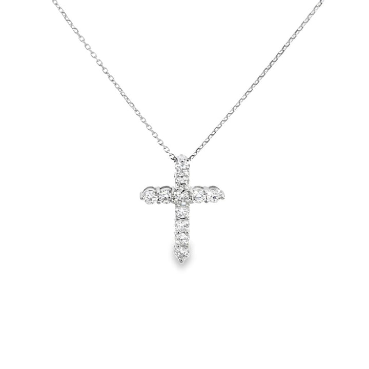 1.04 CTW Diamond Large Cross Pendant Necklace – 18K White Gold, 18"
