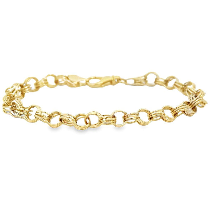 14K Yellow Gold 6.3mm Link Charm Bracelet
