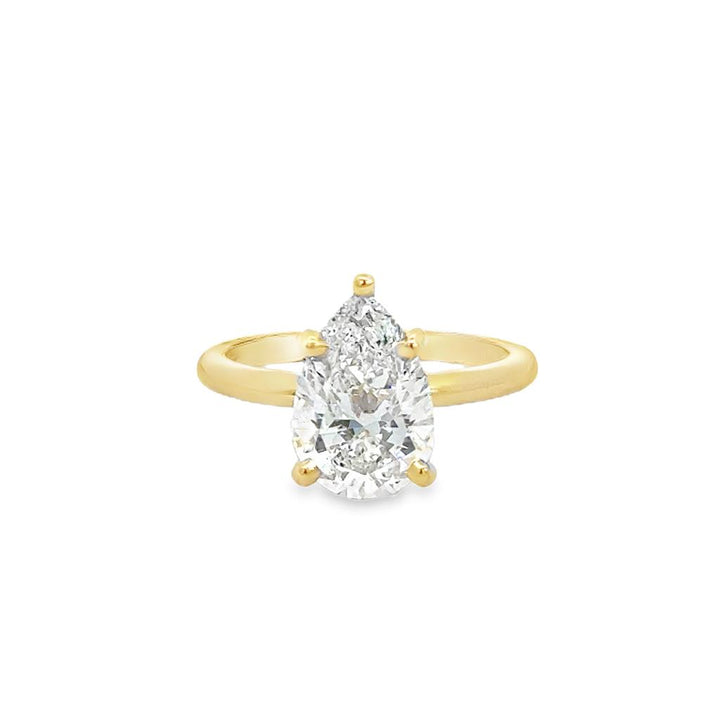 2.91 CT Lab Grown Diamond Pear Engagement Ring in 14K Yellow Gold