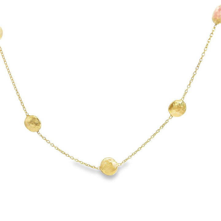 Ippolita 18K Yellow Gold Long Chain Necklace with Hammered Stationary Beads – 38"