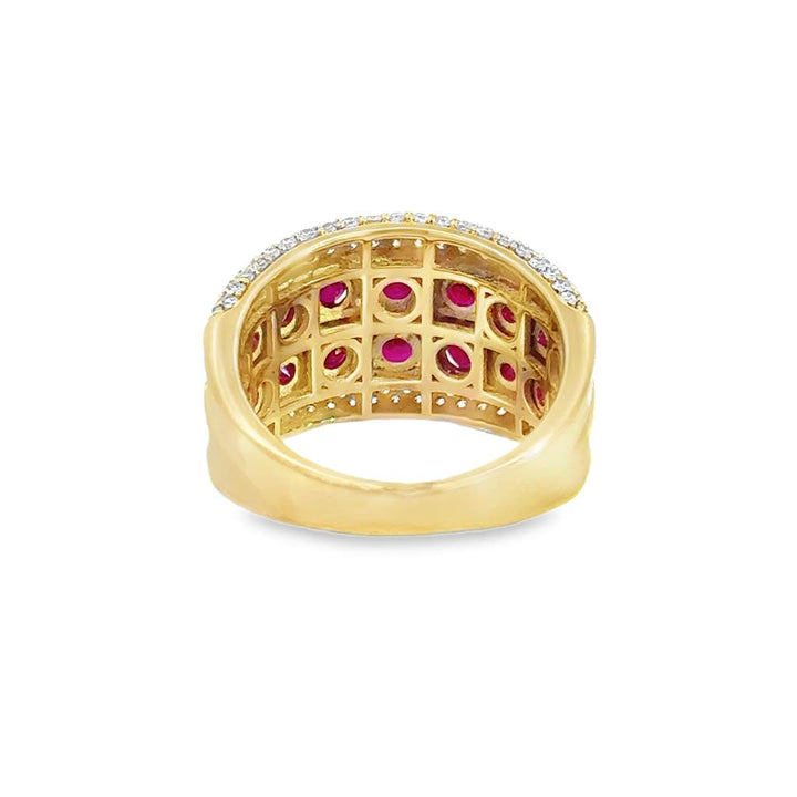 1.04 CTW Diamond & 1.28 CTW Ruby Wide Band Ring in 14K Yellow Gold