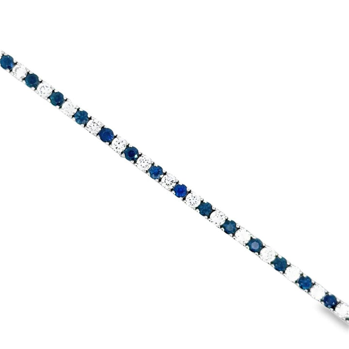 7.67 CTW Sapphire & Diamond 14K White Gold Tennis Bracelet