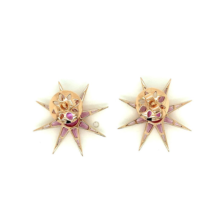 Robert Procop 2.40 CTW Light Pink Sapphire 18K Rose Gold Starburst Earrings