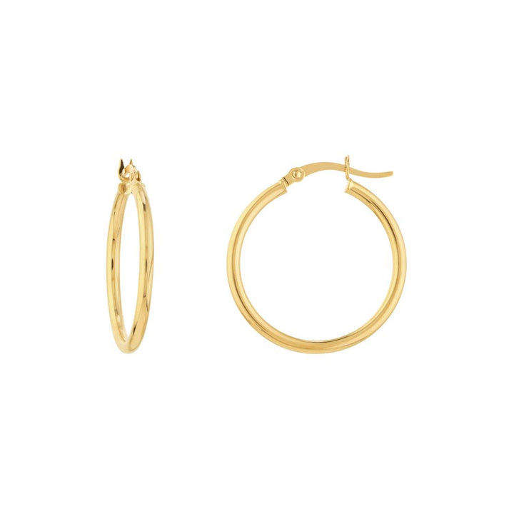 14K Yellow Gold Polished Hoop 25mm Earrings