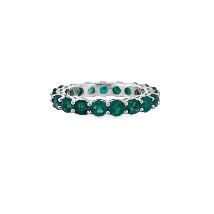 Emerald Eternity Band 14K White Gold, 3.3mm Wide