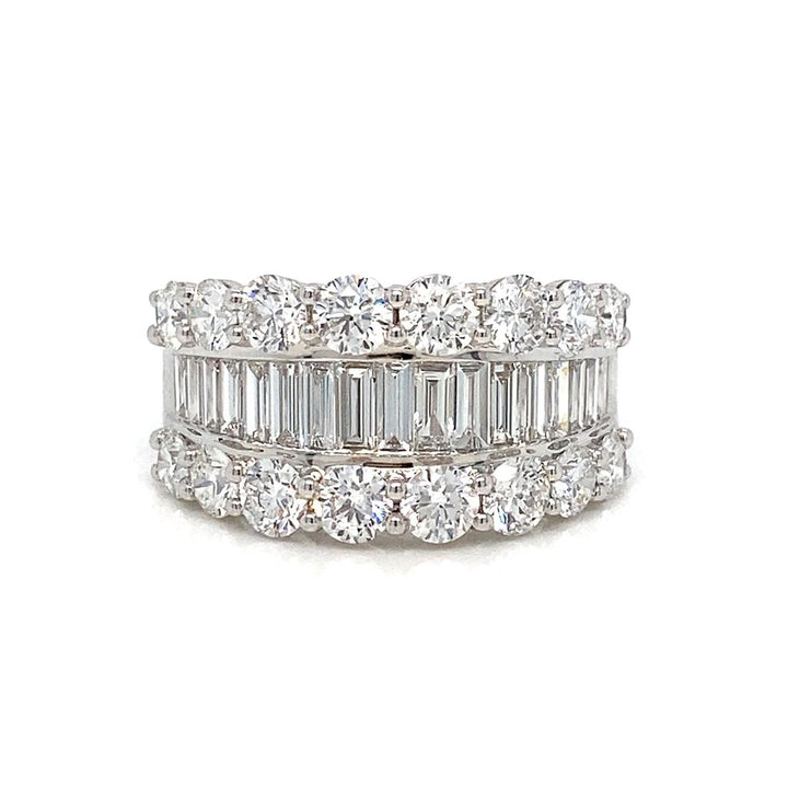 3.09 CTW Round and Baguette Diamond 18K White Gold Ring