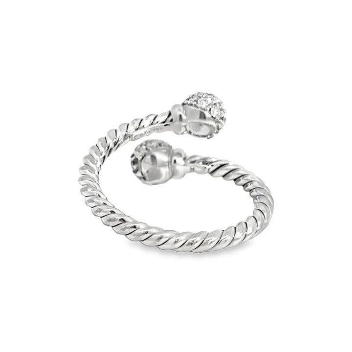 David Yurman Pave Diamond Ball Ring 18K White Gold