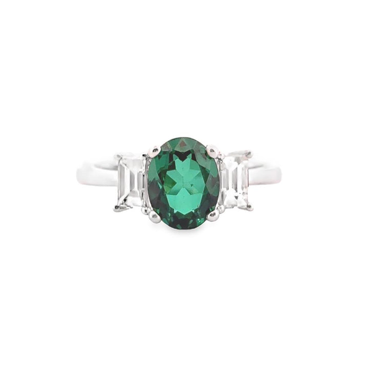 1.91 CT Oval Tsavorite Garnet and 0.65 CTW Baguette Diamond Ring