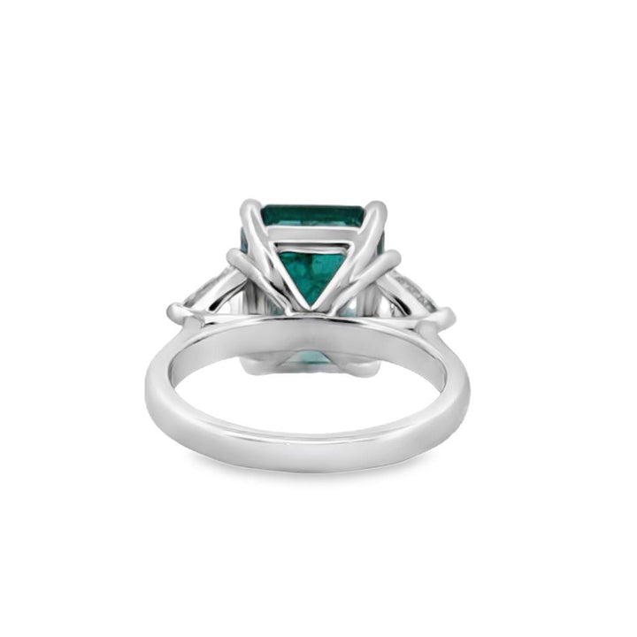 5.62 CT Emerald & 1.50 CTW Diamond 18K White Gold Ring GIA