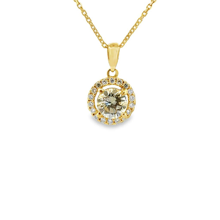 14K Yellow Gold Pendant with 0.81 CT Center Diamond and 0.17 CTW Accent Diamonds