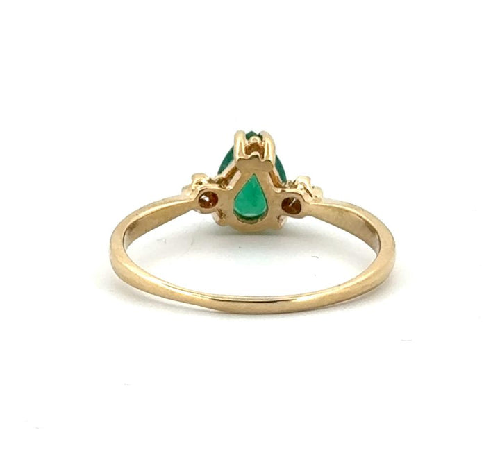 0.50 CT Pear Shape Emerald and 0.05 CTW Diamond 18K Yellow Gold Ring