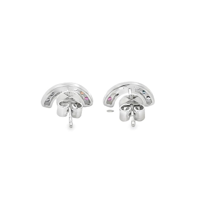 0.20 CTW Rainbow Sapphire 14K White Gold Stud Earrings