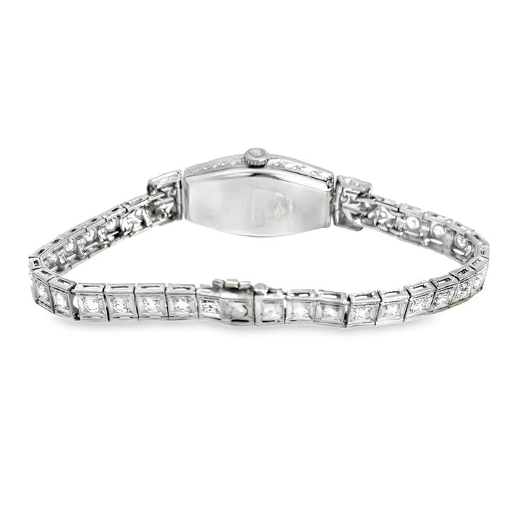 Vintage Platinum Diamond Ladies Watch – 1.50 CTW, Quartz Conversion