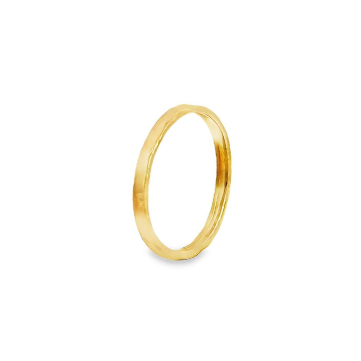 22K Yellow Gold Textured Flat Band Ring – 2mm