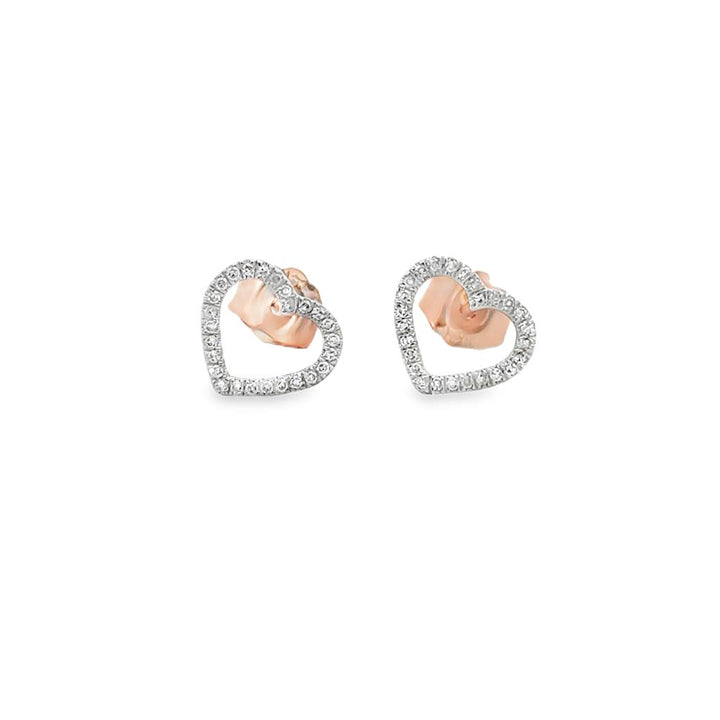 Pre-Owned Diamond Heart Stud Earrings 14K Rose Gold – 8mm