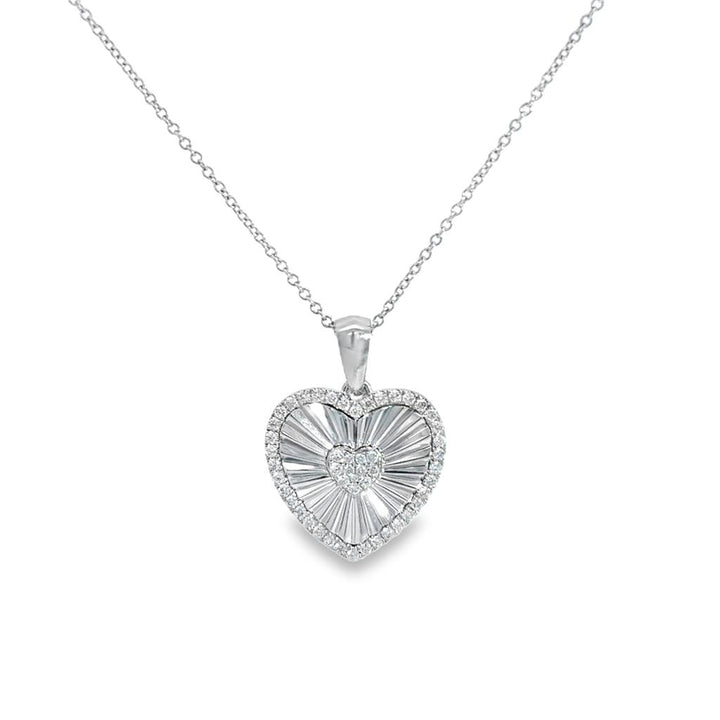 0.44 CTW Diamond Miricale Heart Pendant Necklace in 14K White Gold