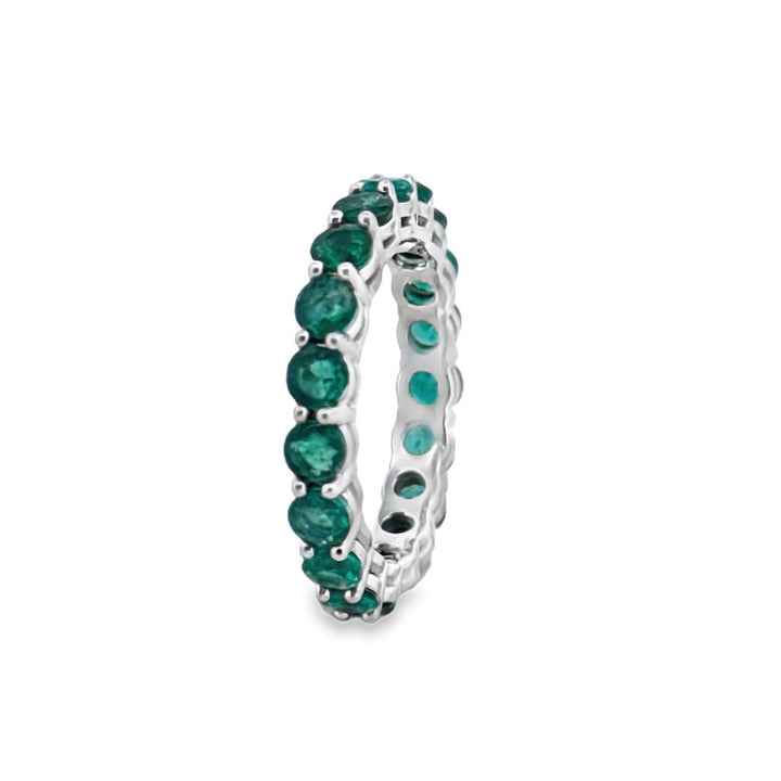 Emerald Eternity Band 14K White Gold, 3.3mm Wide