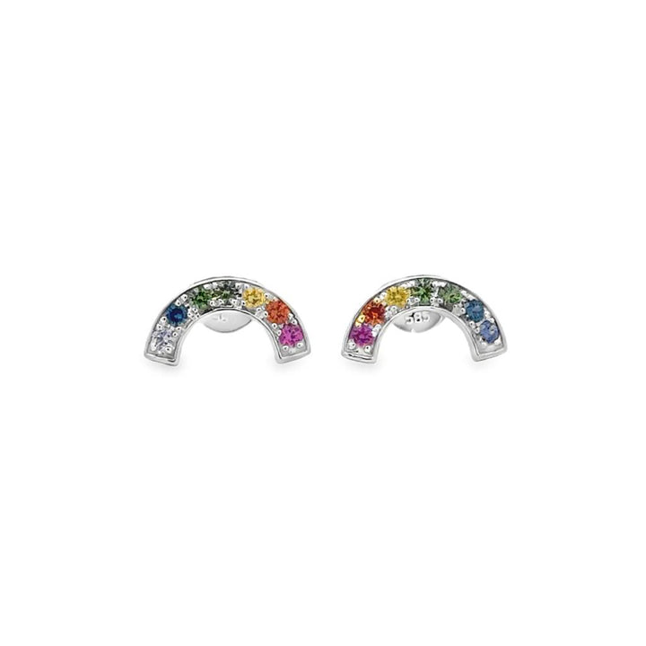 0.20 CTW Rainbow Sapphire 14K White Gold Stud Earrings