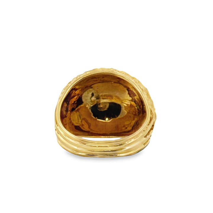 18K Yellow Gold Textured Dome Ring – 16.5mm Top