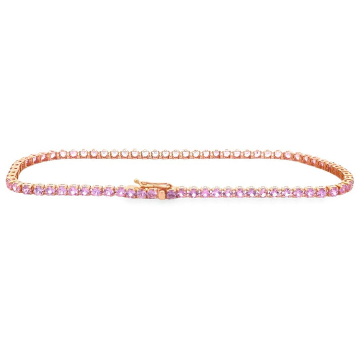 3.40 CTW Pink Sapphire Mini Tennis Bracelet – 18K Yellow Gold, 7"