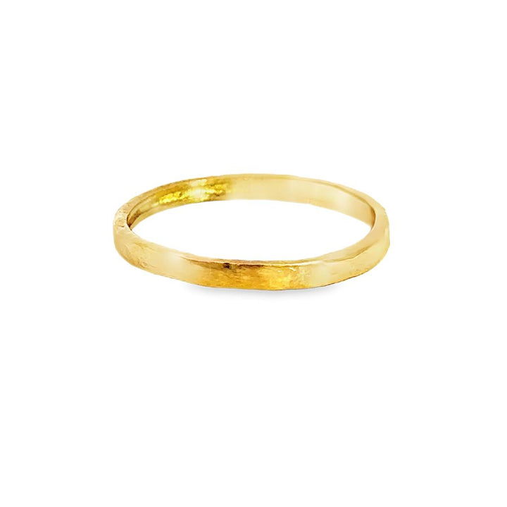 22K Yellow Gold Textured Flat Band Ring – 2mm