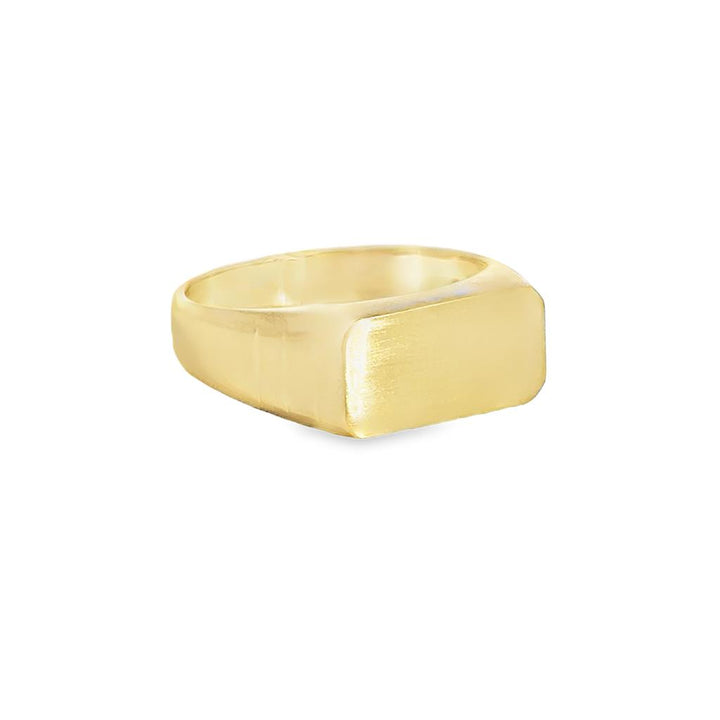 Men's 14K Yellow Gold Signet Ring – Engravable Top, Size 10