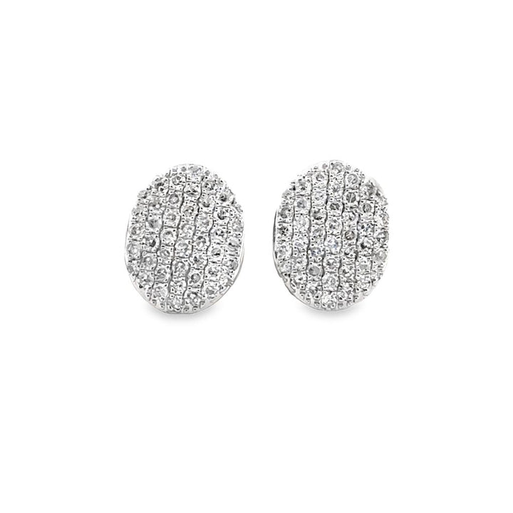0.44 CTW Pavé Diamond Oval Stud Earrings in 14K White Gold