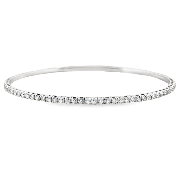 1.03 CTW Diamond Flexible Bangle Bracelet, 14K White Gold