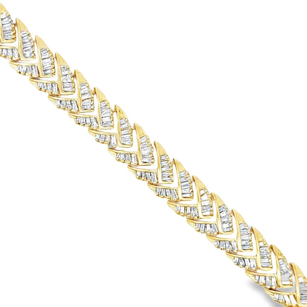 5.00 CTW Tapered Baguette Diamond Bracelet in 18K Yellow Gold