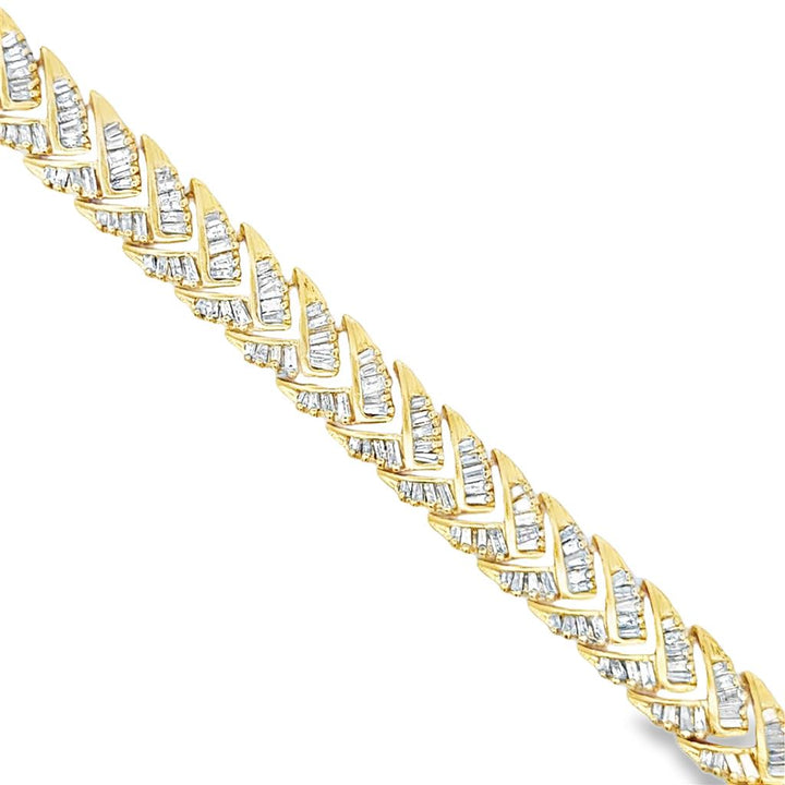5.00 CTW Tapered Baguette Diamond Bracelet in 18K Yellow Gold