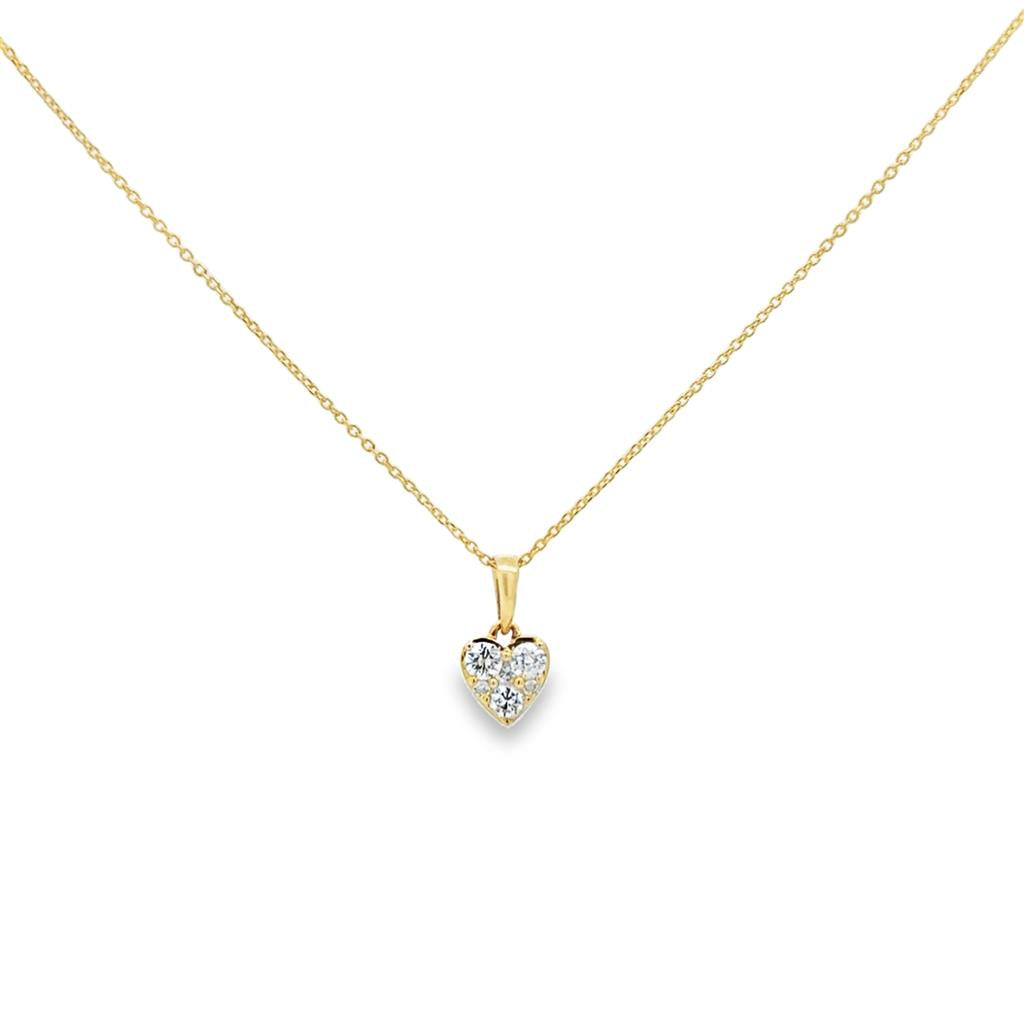 0.20 CTW Diamond 14K Yellow Gold Mini Heart Pendant Necklace