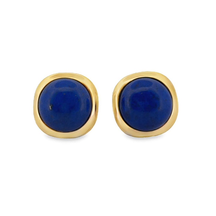 Lapis 14K Yellow Gold Stud Earrings – 18.5mm with Leverback Closure
