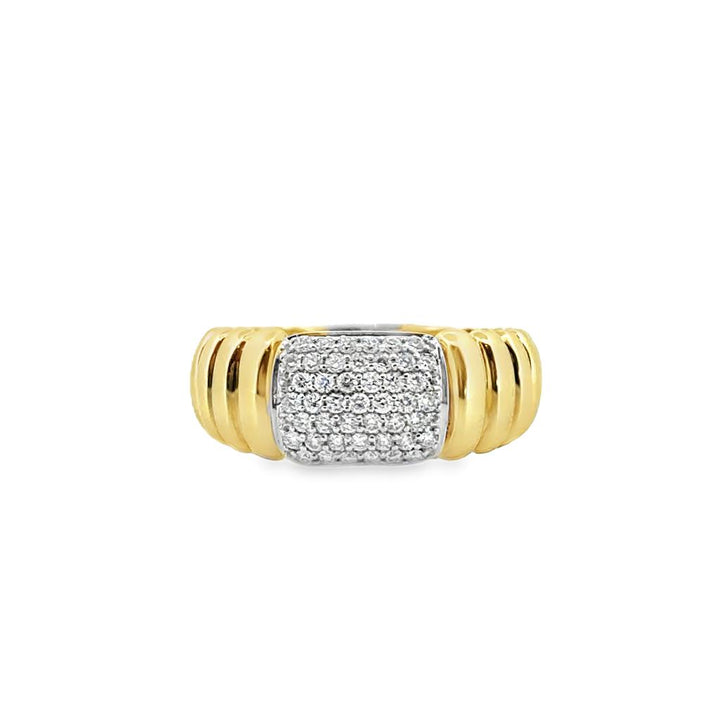 Doves 0.29 CTW Diamond Wide Textured Band in 18K Yellow & White Gold