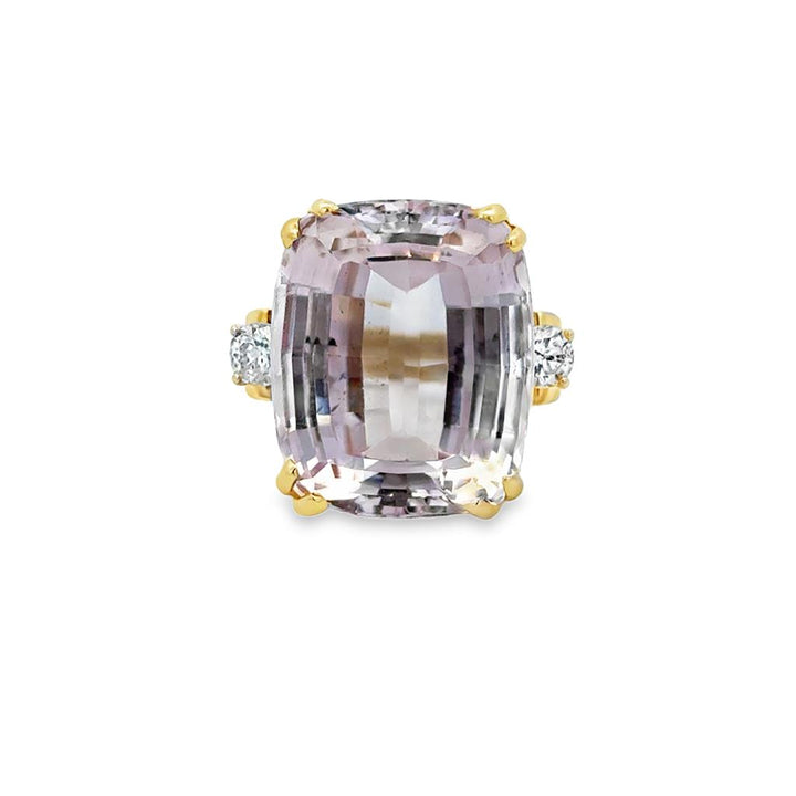 Pre-Owned 0.30 CTW Diamond & Light Pink Kunzite 18K Yellow Gold Ornate Ring