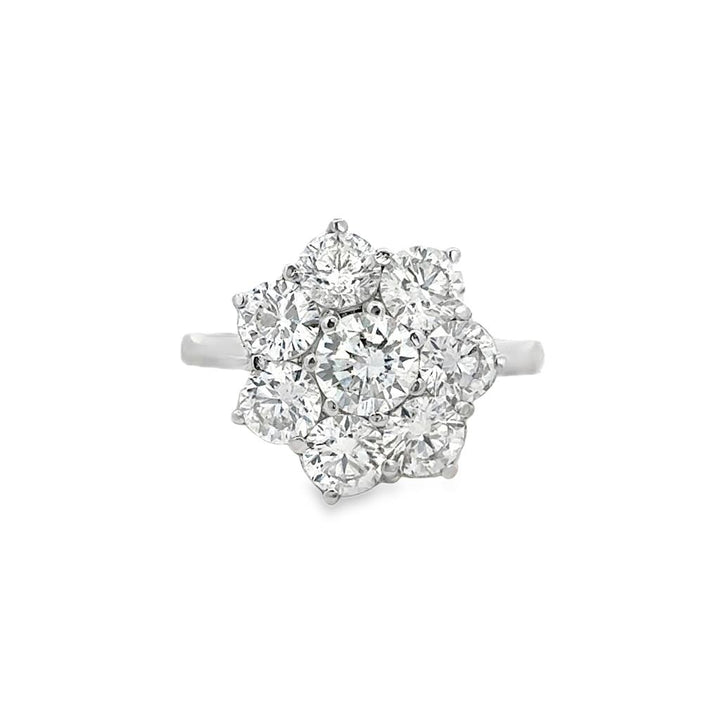 3.12 CTW Diamond Platinum Gold Flower Cluster Ring