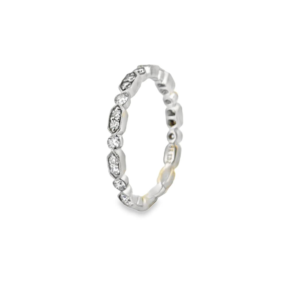 0.42 CTW Diamond Marquise & Round Motif Band – 18K White Gold