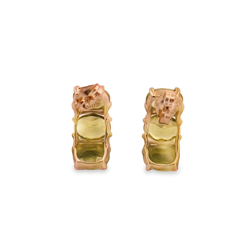 Peridot Half Hoop Earrings in 14K Yellow Gold