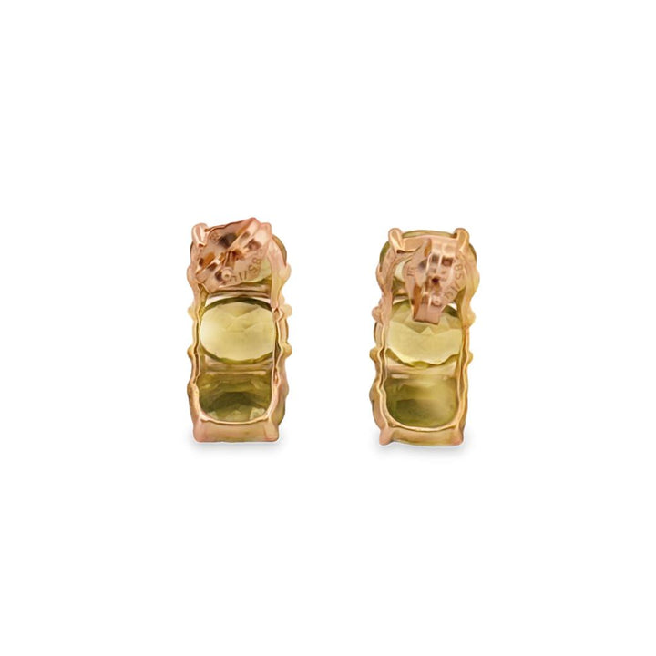 Peridot Half Hoop Earrings in 14K Yellow Gold